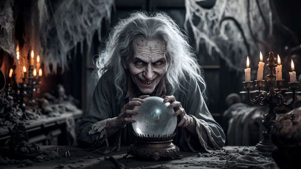 Sorcière maléfique qui jette un sortilège