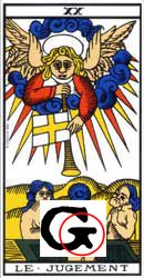 Détail graphique de la lettre G dans l'arcane LE JUGEMENT