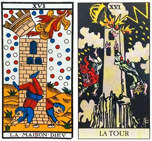 La Tour du Rider Waite vs. La Maison Dieu du Tarot de Marseille